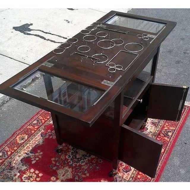 Vintage Bar Cart With Pop Up Center and Beveled Glass Chairish