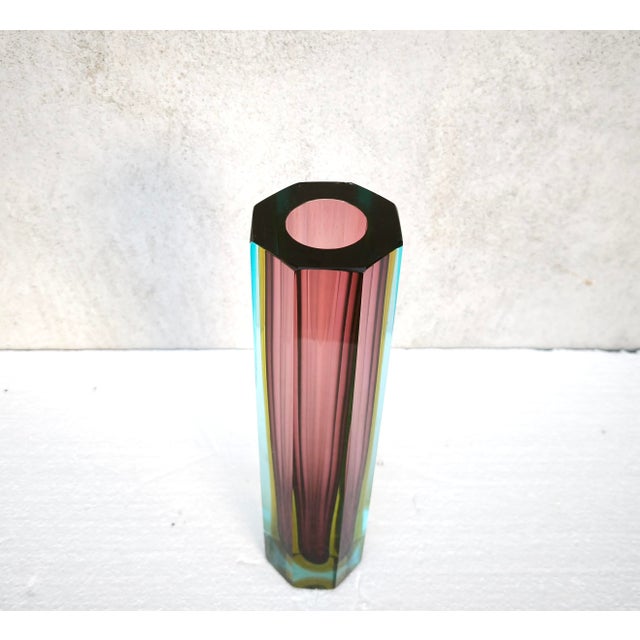 Mid-Century Modern Large Murano Sommerso Block Vase 12 attributed to Mandruzzato, Italy, 1960s For Sale - Image 3 of 18