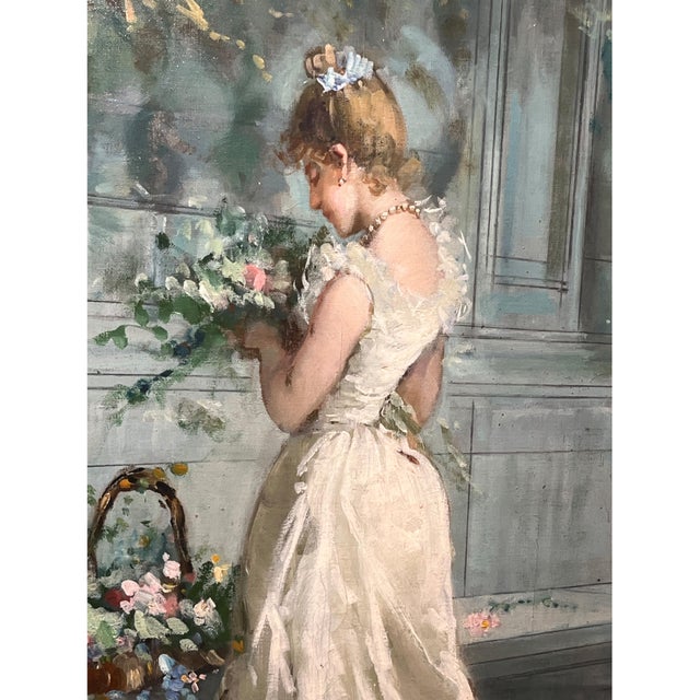 Salvatore Postiglione, Pastime of a Young Lady from a Good Family, Oil on Canvas, 19th Century, Framed For Sale - Image 6 of 17