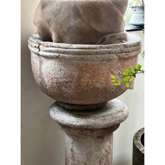 Spanish Vintage Sevilla Stone Planter With Pedestal For Sale - Image 3 of 7