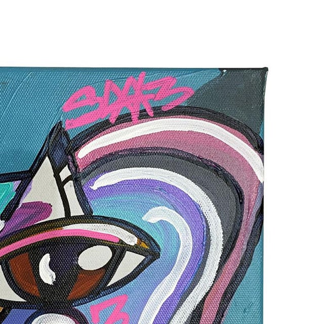 2020s Abstract Colorful Blue Modernist Cubist Portrait Painting After Picasso For Sale - Image 5 of 8