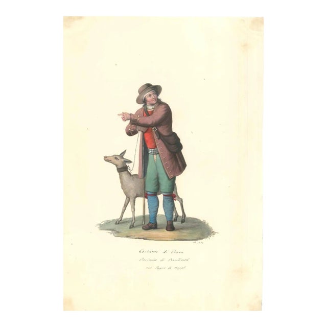 Costume di Craco - Original Watercolor by M. De Vito - 1820 ca. 1820 c.a. For Sale