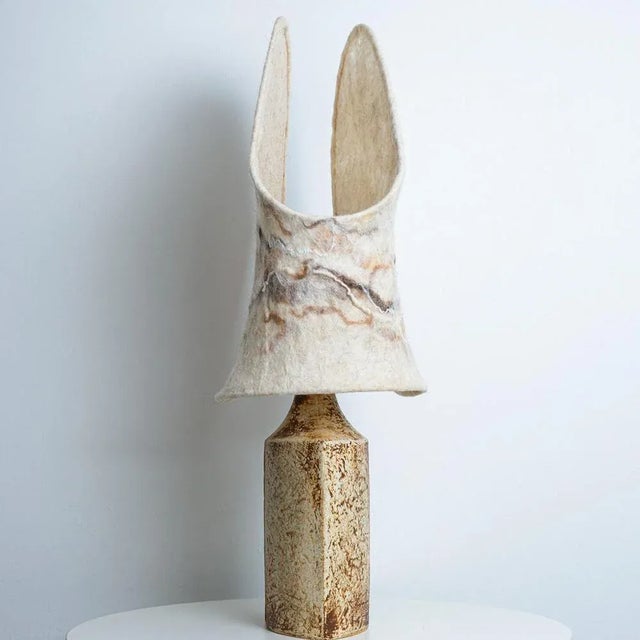 Ceramic Table Lamp from Soholm with Felt Shade, Denmark, 1960s For Sale - Image 14 of 16