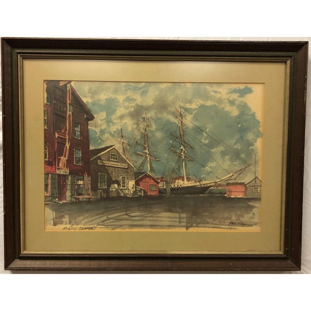Mystic Seaport, Print of Watercolor Painting, Signed on the Bottom - 25.5" x 19.5"