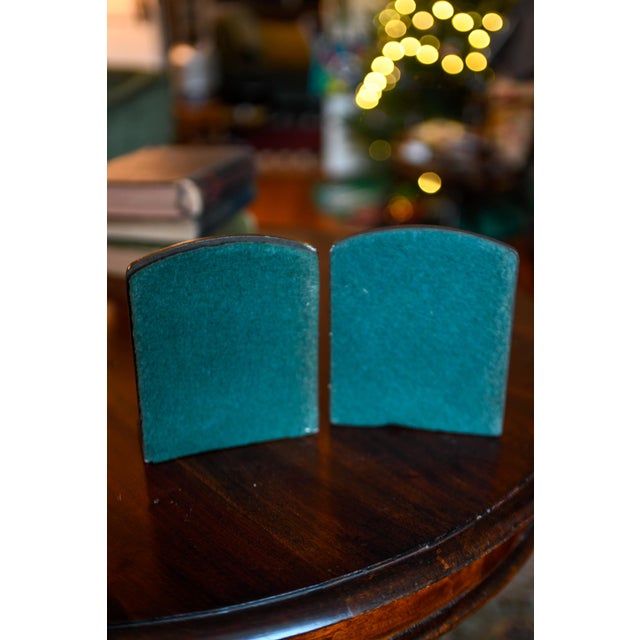 Mid-Century Modern Pair of 1930s NBC Radio Western Electric Microphone Cast Metal Bookends For Sale - Image 3 of 6