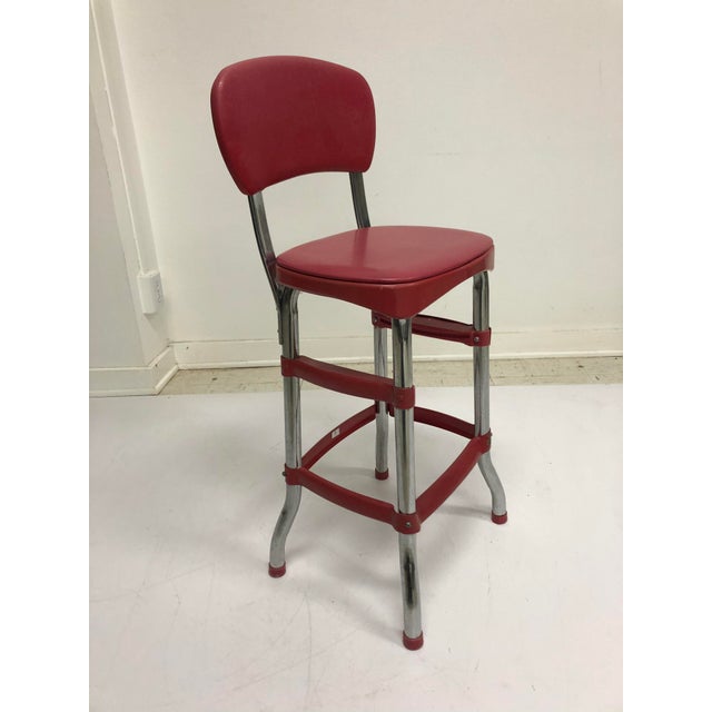 Vintage Industrial Red Metal Bar Stool by Stool | Chairish