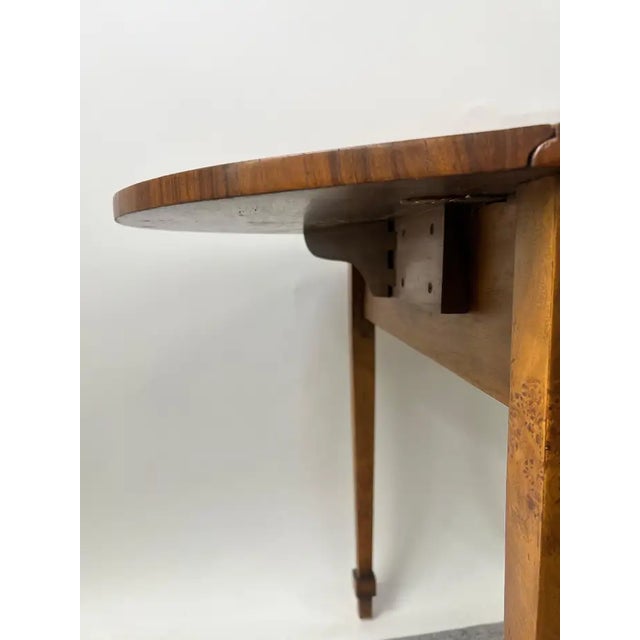 English George III Style Pembroke Burl Wood Table W Twin Drop-Leaf Sides For Sale - Image 11 of 13