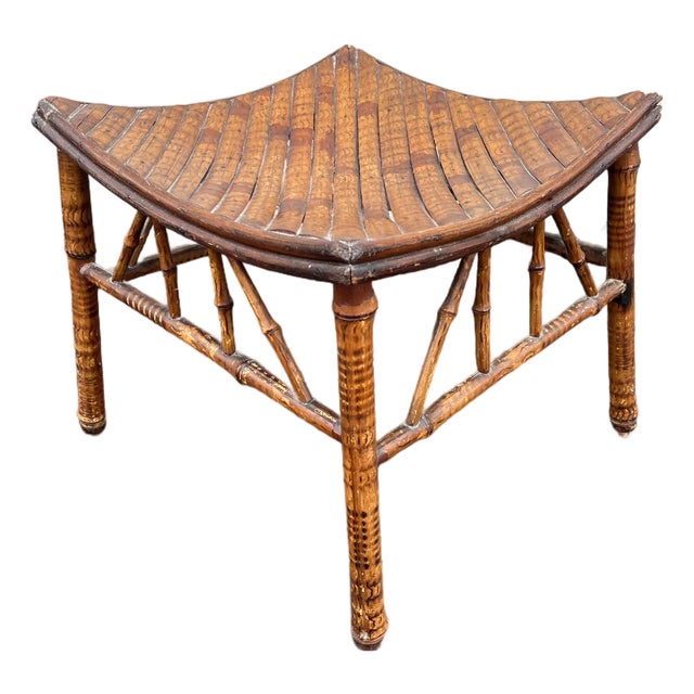 Antique Egyptian Revival Tortoise Bamboo Thebes Stool For Sale