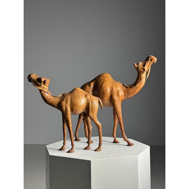 Leather Decorative Statues of Dromedaries, Set of 2 For Sale - Image 6 of 17