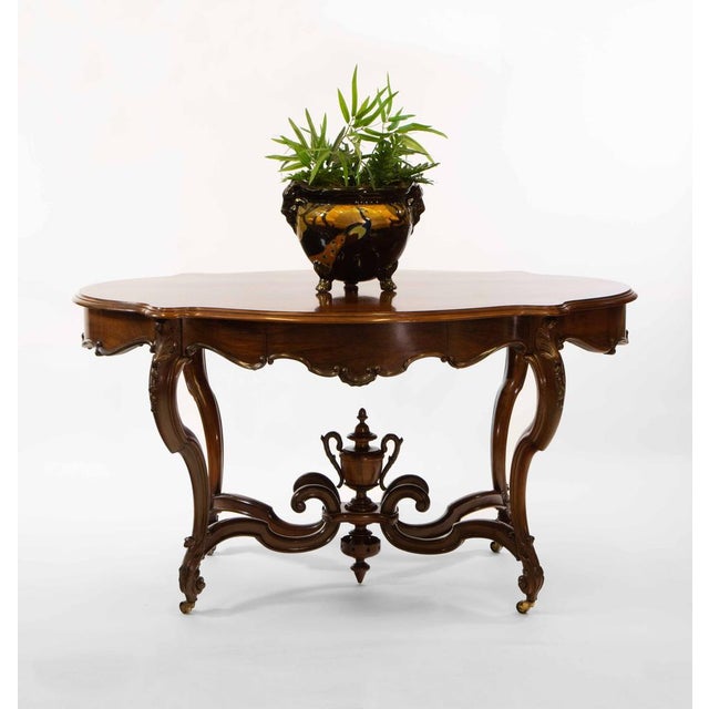 Victorian Rosewood Rococo Revival Carved Centre Hall Table, 1850s For Sale - Image 5 of 18