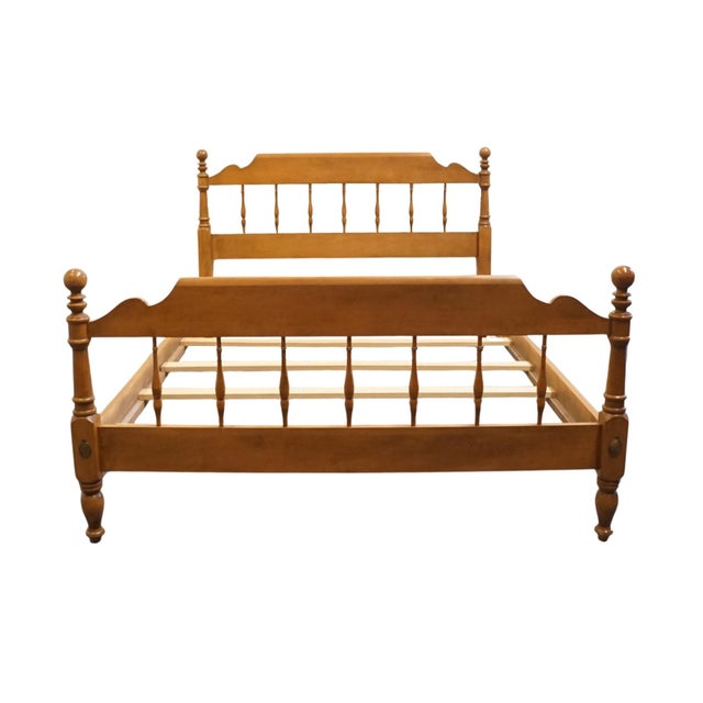 ETHAN ALLEN Heirloom Nutmeg Maple Colonial Early American Full Size Spindle Bed 10-5611 40" High 58" Wide 82" Deep...