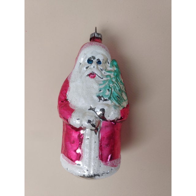 Glass Vintage Mid 20th Century German Santa Claus Ornament For Sale - Image 7 of 7