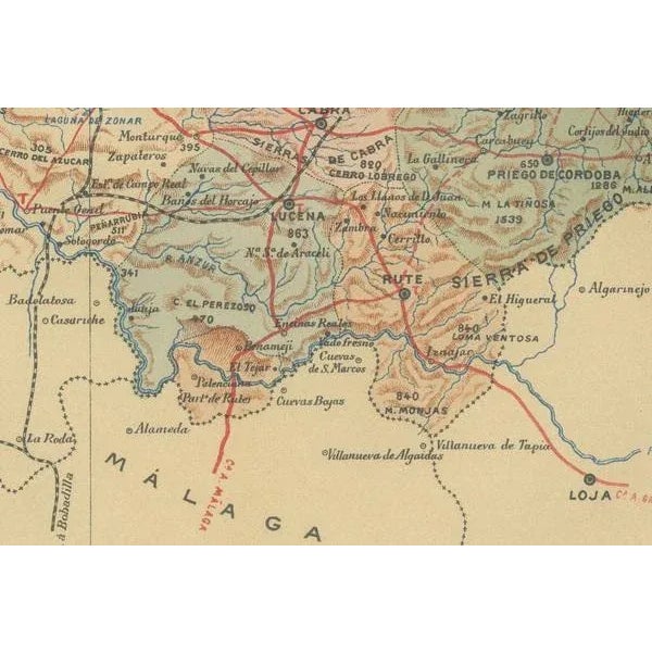 Map of A Cartographic Journey Through Andalusias Heartland in Spain, 1901 For Sale - Image 4 of 6