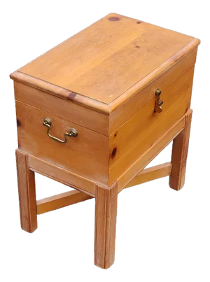 1990s Vintage Pine Trinket Chest With a Hinged Lid, Elevated on a Stand