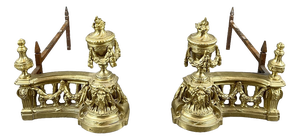 20th Century Louis XVI Style Gilt Bronze Andirons, Set of 2