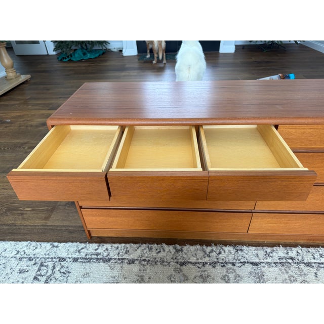 Brown Vintage Danish Modern Teak 10-Drawer Dresser by Nordisk Andels-Eksport (Denmark) For Sale - Image 8 of 16