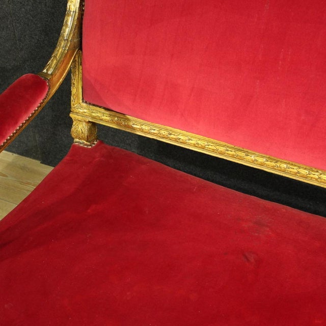 Antique French Red Velvet Sofa, 1880 For Sale - Image 10 of 13