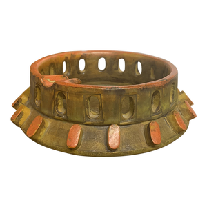 Mid 20th Century Italian Alvino Bagni Sea Garden Glazed Ceramic Ashtray/Catchall Dish in Burnt Orange