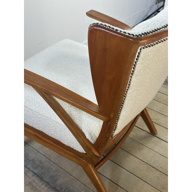 Armchairs in Wood and Bouclé Fabric, 1950s, Set of 2 For Sale - Image 10 of 15