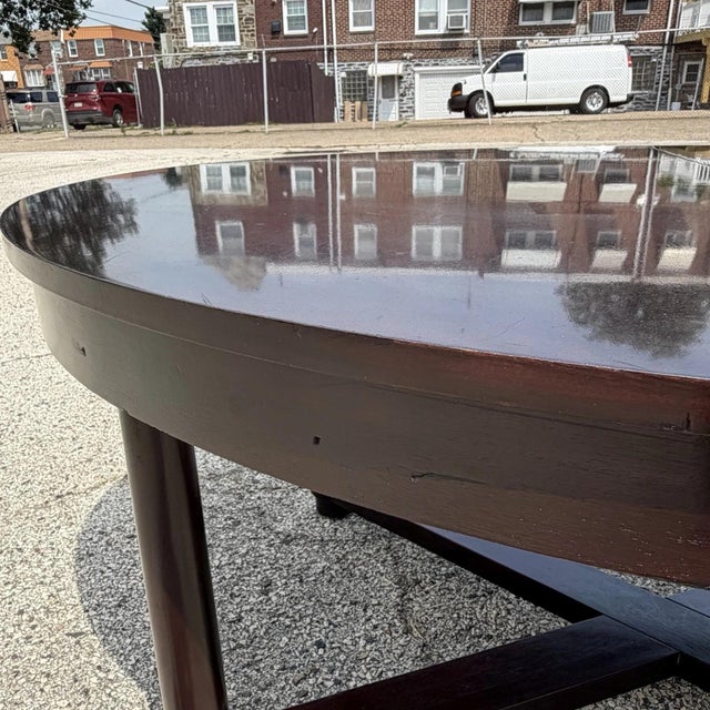 Red Baker Barbara Barry Art Deco Style Oval 2 Leaf Extension Mahogany Dining Table For Sale - Image 8 of 18