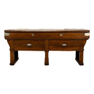 1920s French Art Deco Butcher Block Table, Beech Wood, Provence For Sale
