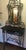 Art Nouveau Wrought Iron Console Table and Mirror featuring whiplash curves, stylized plant-like scrolls with floral...