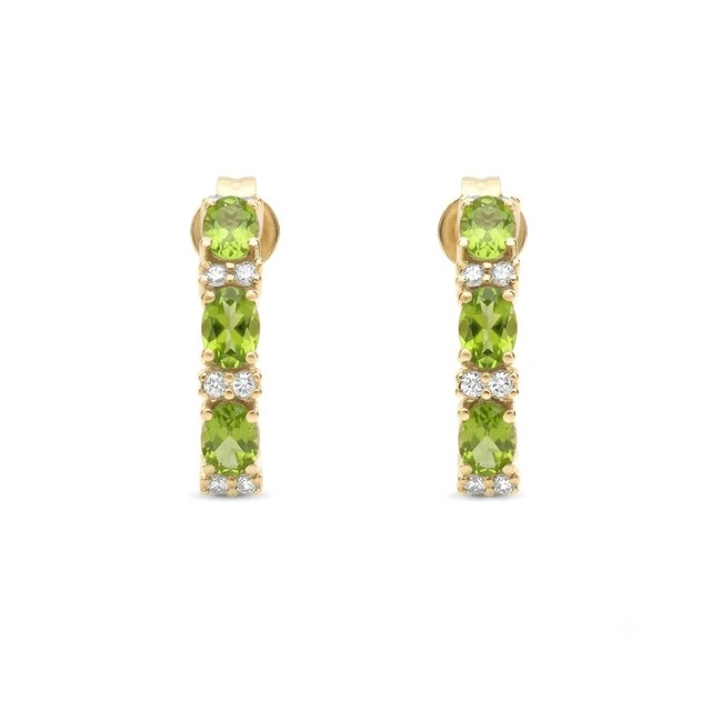 Contemporary Natural Peridot Huggies Hoops | August Birthstone Earrings | 925 Silver Handmade Studs, A Pair For Sale - Image 3 of 3