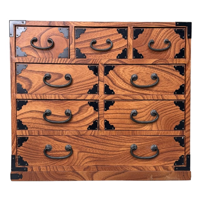 Small Vintage Wooden Tansu-Style Chest of Drawers, 1980s For Sale