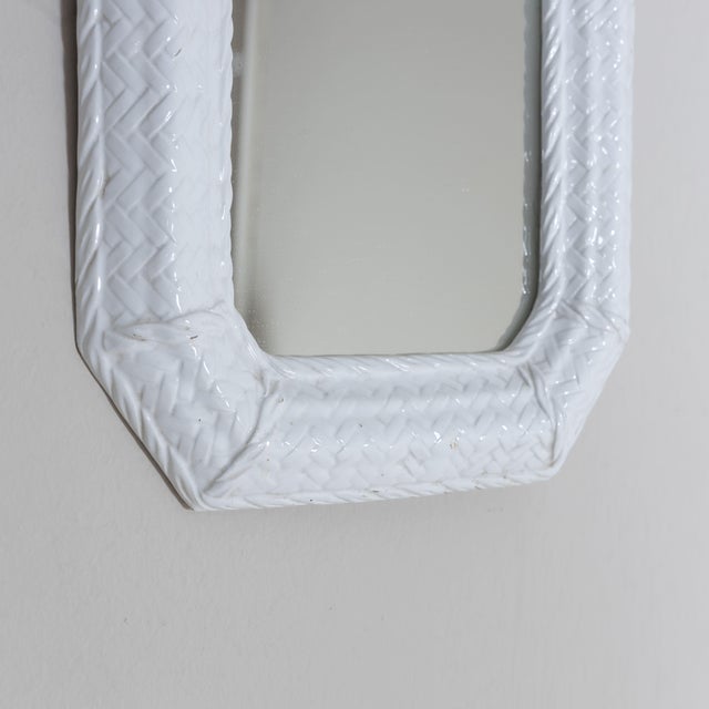 Mirror White Wall Mirror with Ceramic Frame, 1950s For Sale - Image 11 of 12