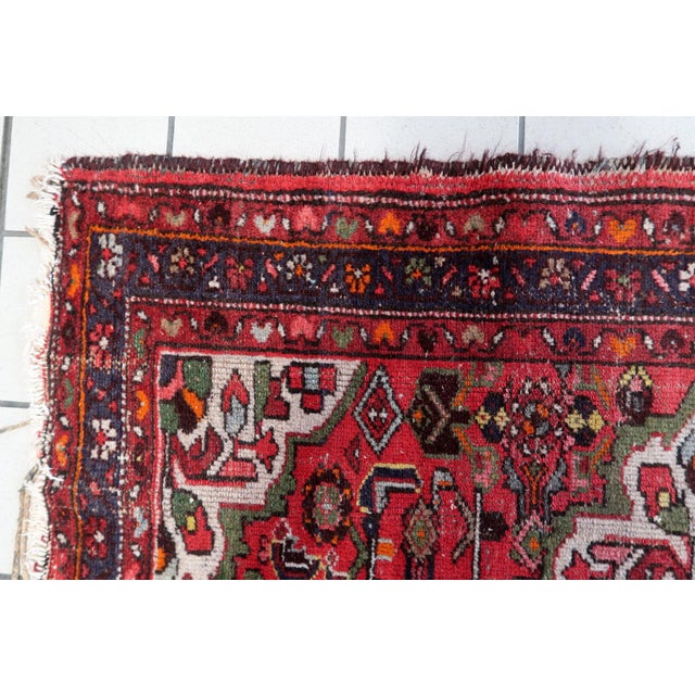 1920s, Antique Persian Hamadan Rug, Floral Medallion, 3 X 5 For Sale - Image 11 of 12