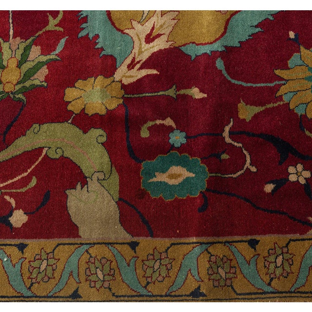 Early 20th Century Purple Background Floral Indian Handmade Wool Rug For Sale In New York - Image 6 of 8