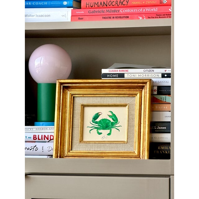 Original Hand-Painted Crab Painting in a Vintage Frame For Sale - Image 4 of 4