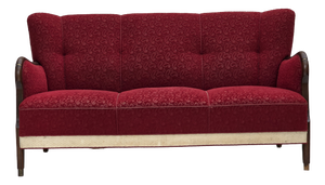 Danish 3-Seater Sofa in Red/Beige Furniture Wool, 1950s
