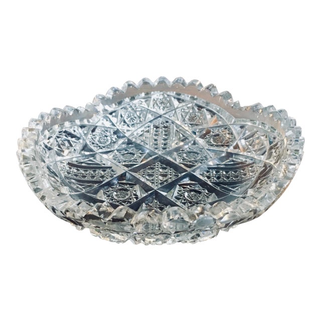 6” American Brilliant Period Cut Glass Low Bowl For Sale