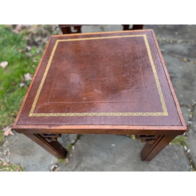 Mahogany Chinoiserie Side Tables With Gold Inlay, a Pair For Sale - Image 10 of 12
