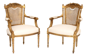Antique French Gilt Wood Salon Armchairs, 1890s, Set of 2
