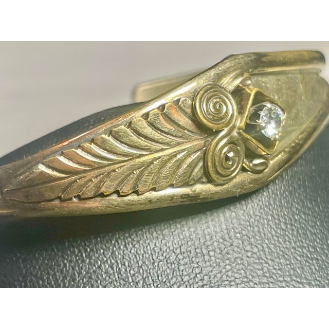 Metal 1960s Bangle by Navajo Artist Silver Ray Gold Filled Sterling Silver With Brilliant Round Cut White Topaz For Sale - Image 7 of 9