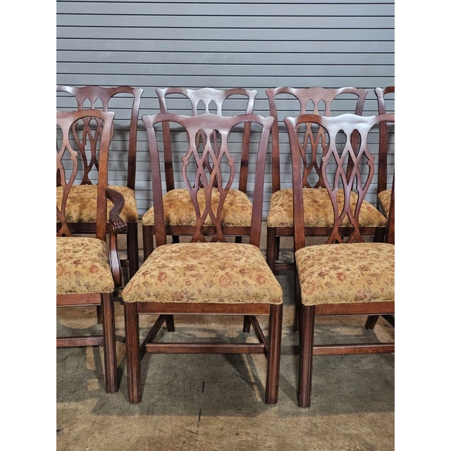 Councill Furniture Set of Late 20th Century 8 Councill Chippendale Style Solid Mahogany Dining Chairs For Sale - Image 4 of 14