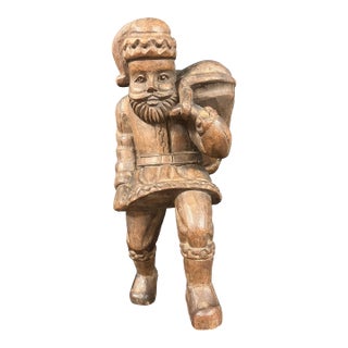 Late 20th Century Carved Wood Santa Claus Sculpture For Sale