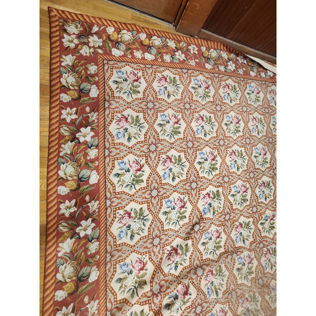 English Beautiful Floral Panel Needlepoint Rug 8x10 For Sale - Image 3 of 5