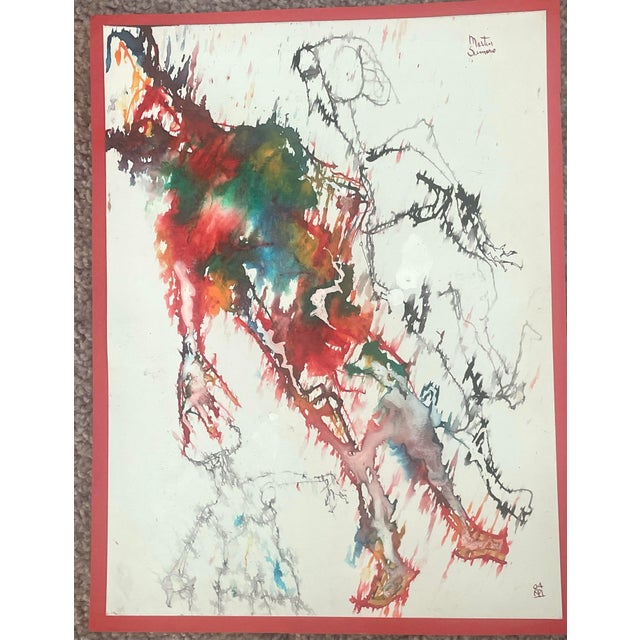 Fine Original Martin Sumers Figurative Abstract Painting on Paper For Sale