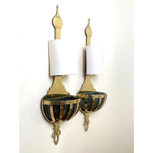 Gold Brass Wall Lights with Planters from Valenti, Spain, 1970s, Set of 2 For Sale - Image 8 of 18