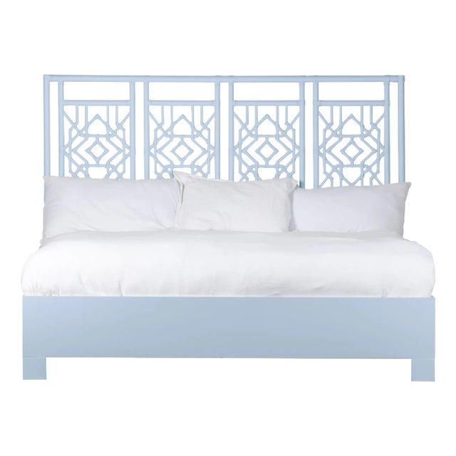 Tulum Platform Bed King, Light Blue For Sale