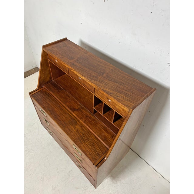 Brown C. 1960s Anglo-Indian Danish Modern Style Secretary Desk / Vanity by Hayat For Sale - Image 8 of 11