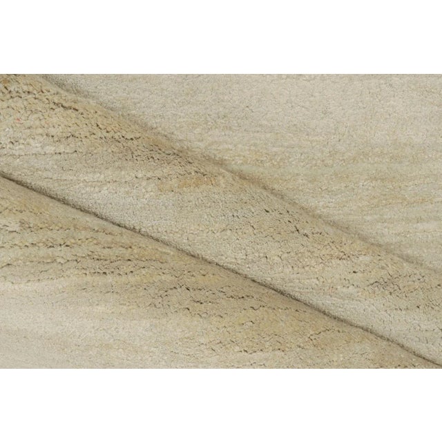 Modern Rug & Kilim’s Modern Rug in Solid Ivory Tone-On-Tone Striae For Sale - Image 3 of 7