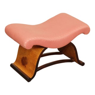 Vintage 1930's Art Deco Burlwood X-Frame Vanity Stool For Sale