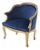 Vintage Blue Velvet and Gilt Wood Armchair, 1890s For Sale
