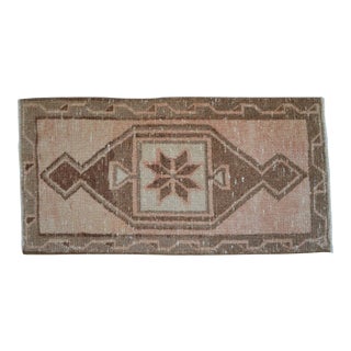 1970s Vintage Hand-Knotted Small Rug Distressed Turkish Rug Door Mat Bath Mat Entry Decor 2x3 Ft Approx For Sale