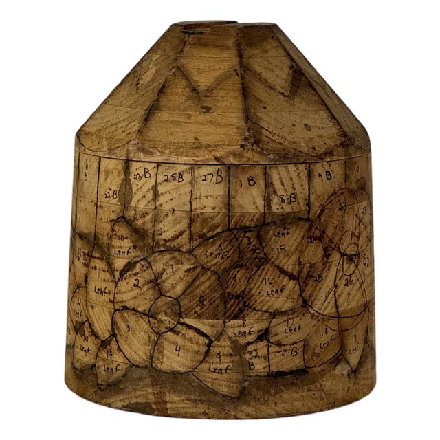 Rare to Market Vintage Round Wooden Stained Glass Template Form For Sale