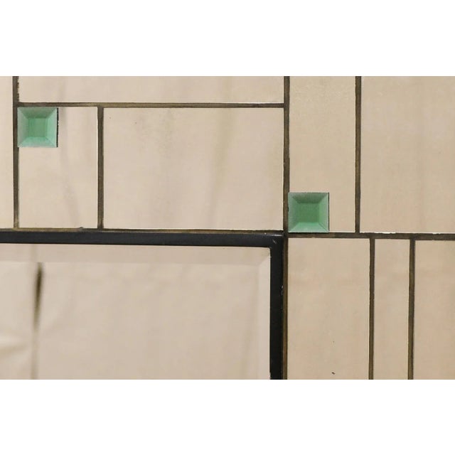 Vintage Mirror With Geometric Mirror Border and Green Colored Accents For Sale In Atlanta - Image 6 of 11
